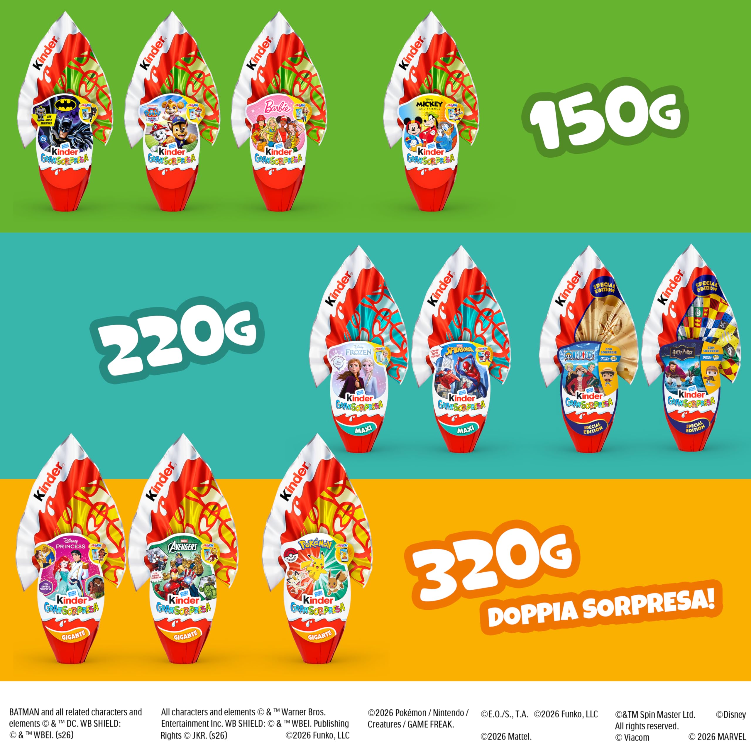 Kinder GranSorpresa Maxi Spider-Man, Uovo di Pasqua Kinder 2026 di Finissimo Cioccolato al Latte con Sorpresa Marvel Spider-Man, 220 g