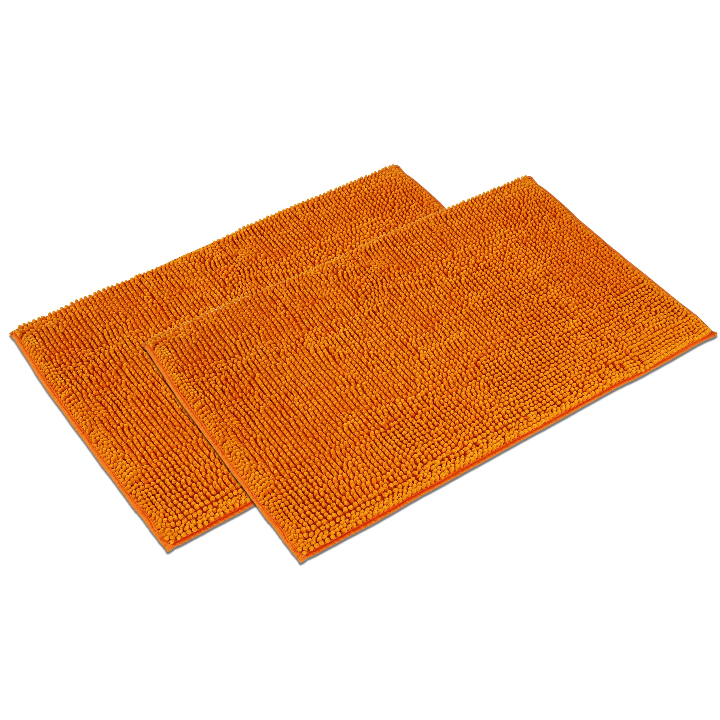 WohnDirect Juego de 2 alfombrillas de baño, color naranja, 70 x 120 cm, antideslizantes y lavables, alfombrilla de baño