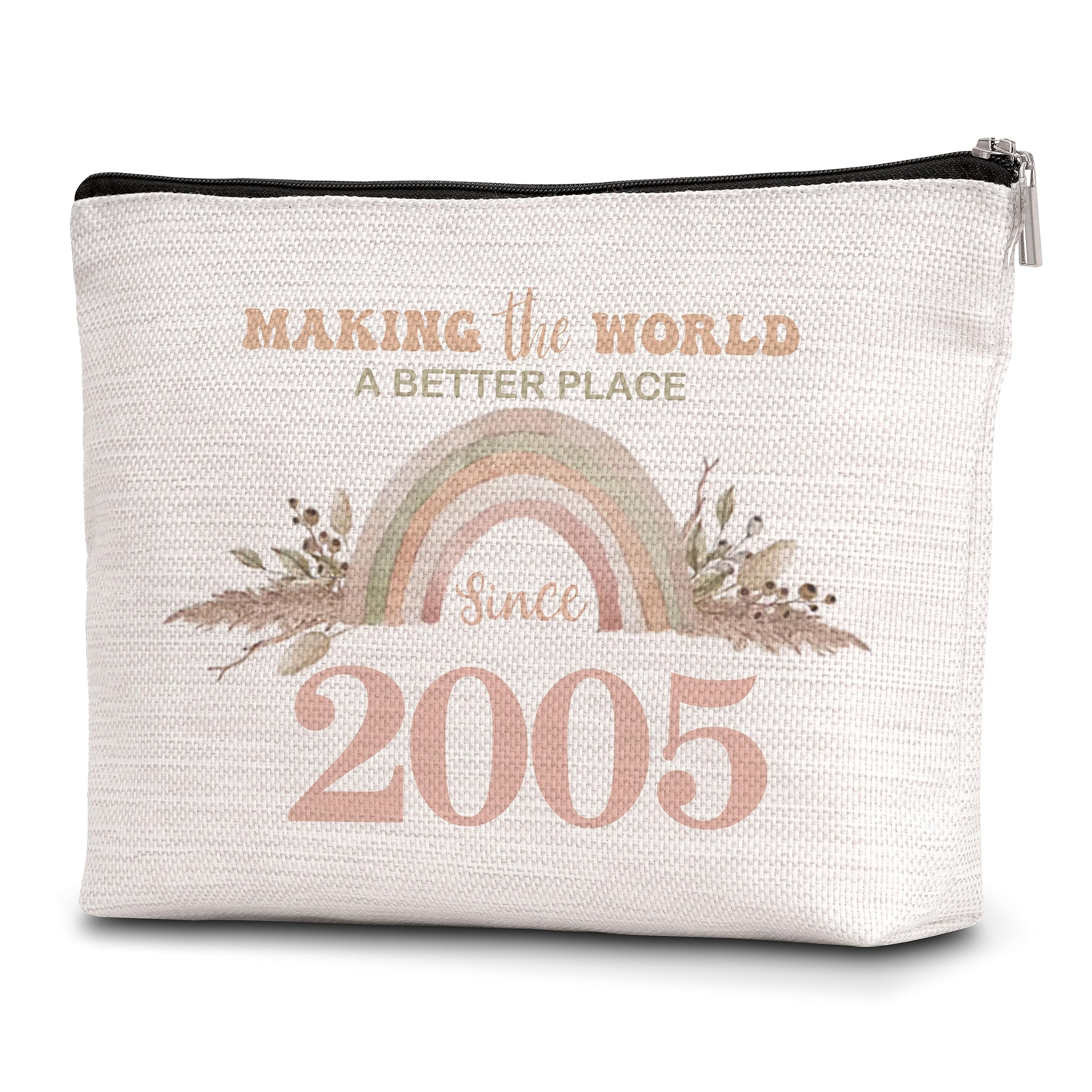 18th Birthday Gifts for Girls, Boho Rainbow Floral Birthday Gifts Makeup Bag for Friend Daughter Her Sister Teens Niece Granddaughter(Making The World a Better Place Since 2005)-A19