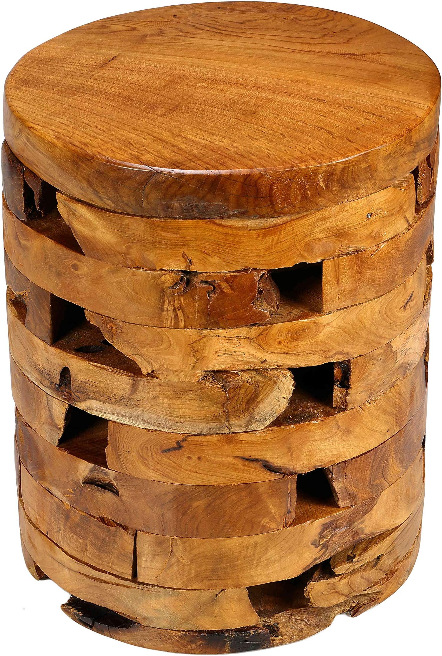 Bare Decor Stonehenge Artisan Accent Table in Solid Teak Wood, Natural