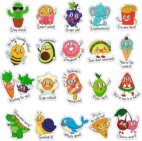 D-FantiX Calcomanías de recompensas de Punny para niños 800 piezas de calcomanías divertidas motivacionales calcomanías de profesor para estudiantes