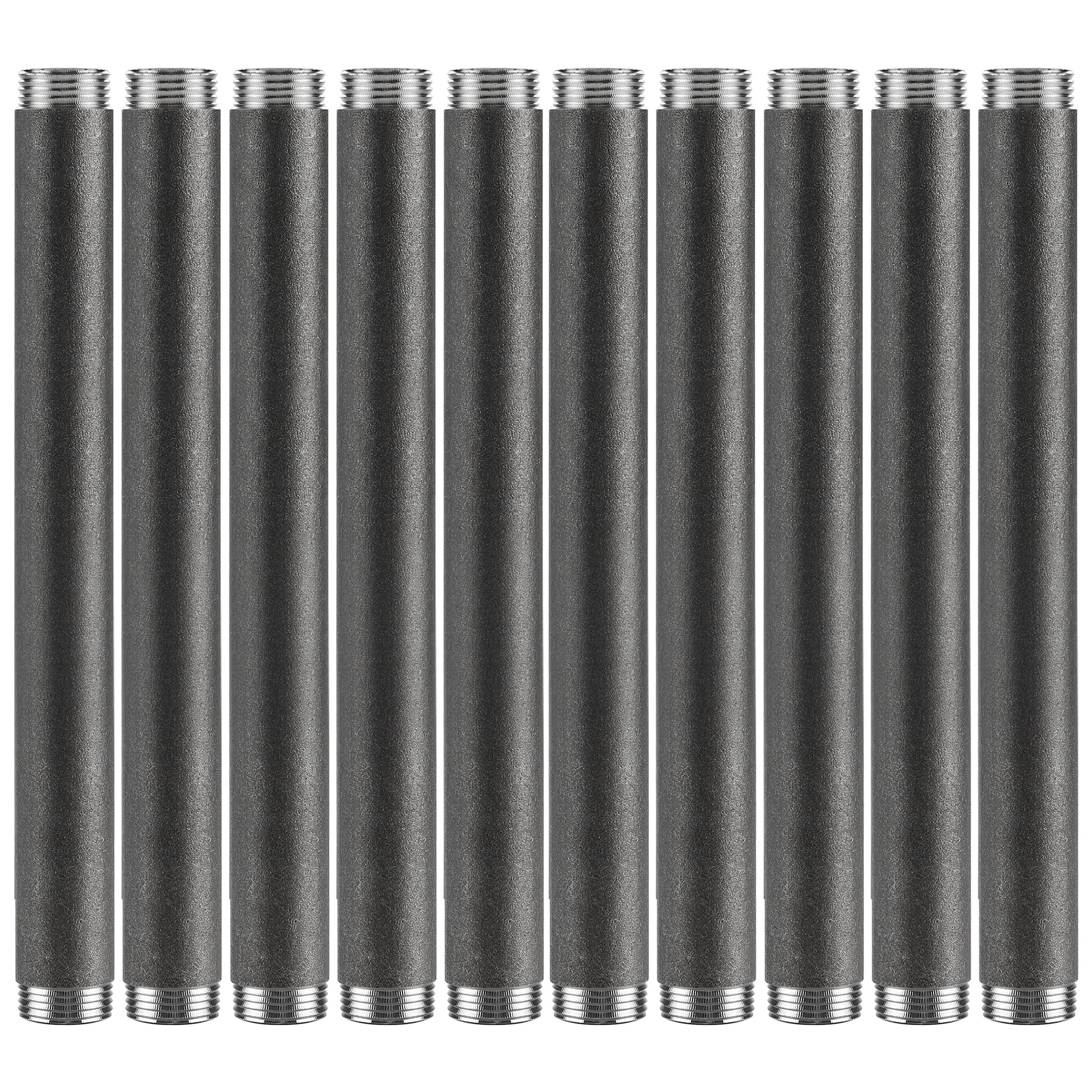 3/4"x 12" Industrial Pipe - Home Expert 10 Pack Primary Color Malleable Cast Iron Pipe Heavy Duty Pre Cut Metal Pipe Threaded Gray Pipe Fitting for Industrial Vintage Style DIY Project