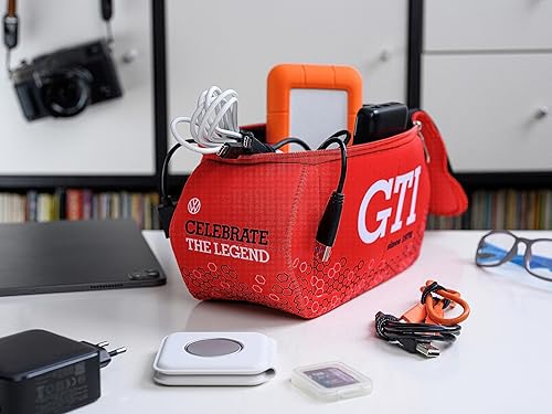 Miniatura 7 de BRISA VW Collection - Bolsa universal de neopreno Volkswagen para maquillaje, viajes, cosméticos en Golf GTI Design, HexágonoRojo, Large (10.6 X 4 X