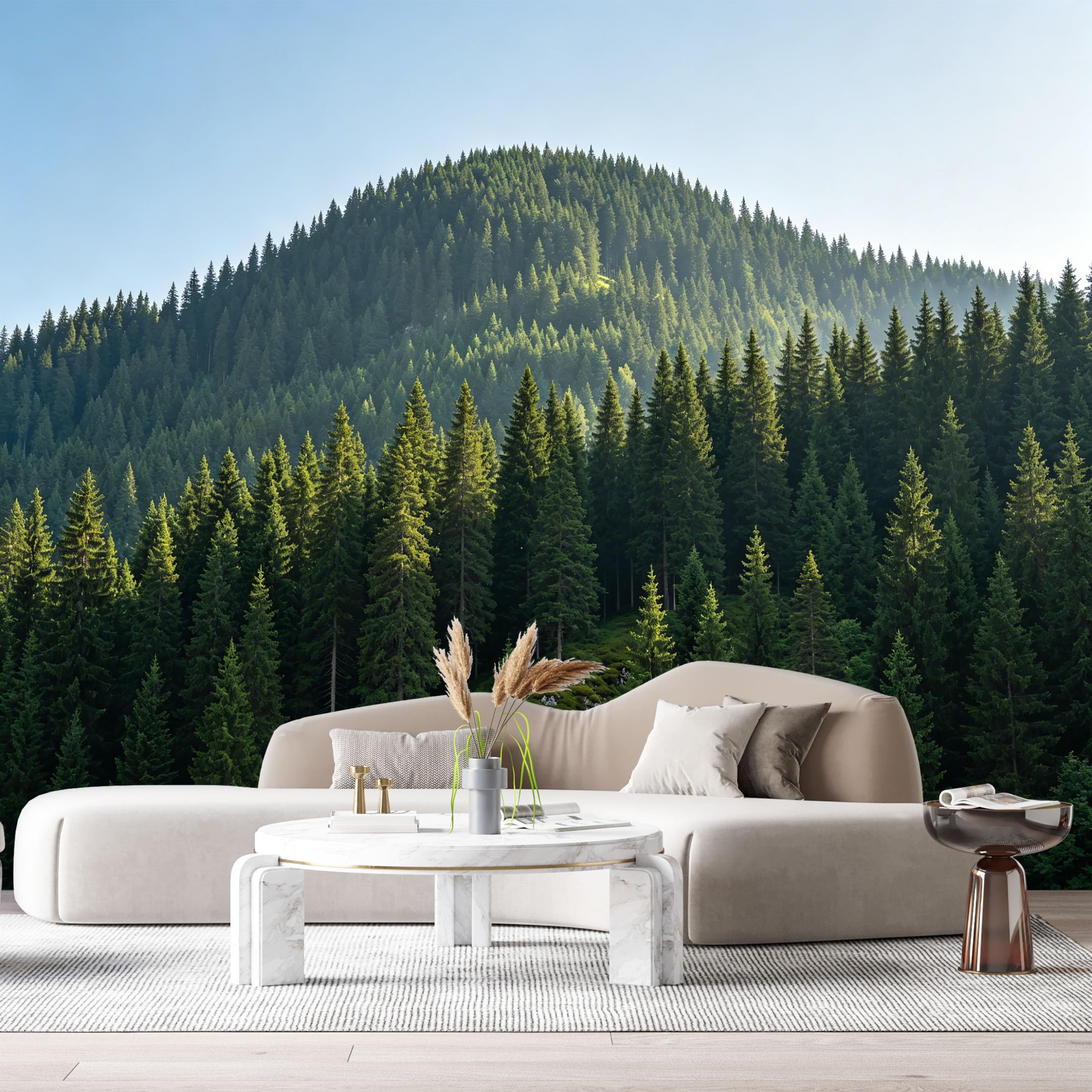 Custom Size Wall Murals Mountain Forest Landscape Pine Trees Sunlight Valley SelfAdhesive Wall Fabric Removable Large Wallpaper for Photo Living Room
