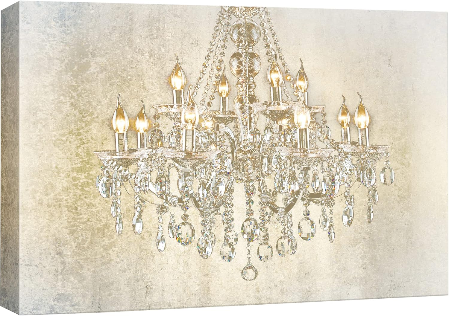 wall26 Canvas Print Wall Art Crystal Bright Chandelier on White Background