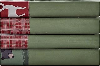 Sheets & Beyond Cabin Printed Super Soft Cotton Touch Microfiber 3 Piece Bedroom Sheet Set (Twin Size, Forest)