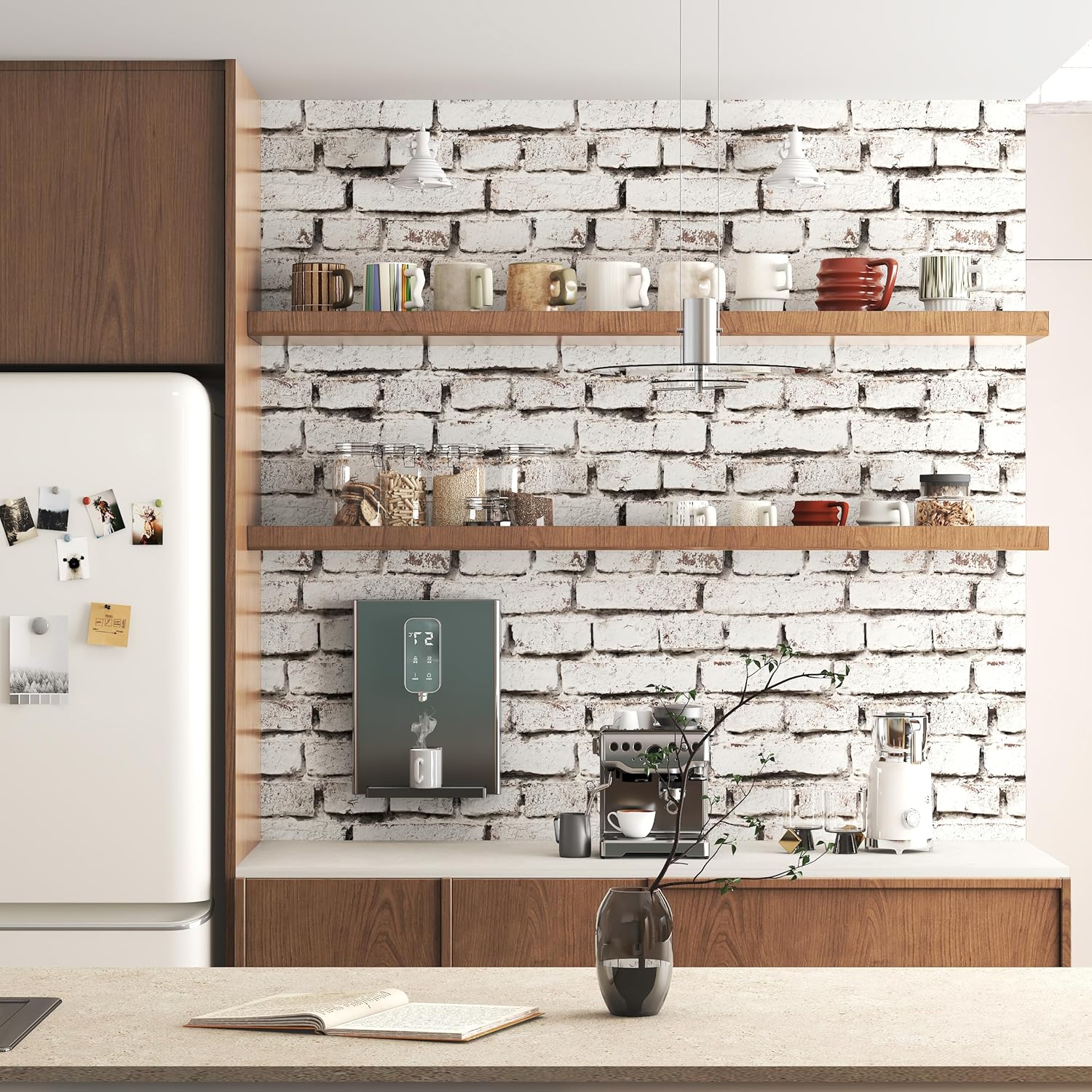 White Brick Wallpaper Peel and Stick Wallpaper 17.7" x 393" Brick Contact Paper Self Adhesive Wallpapers Removable Brick Countertop Contact paper for Cabinets Drawers Bathroom Wallpapers Vinyl Roll