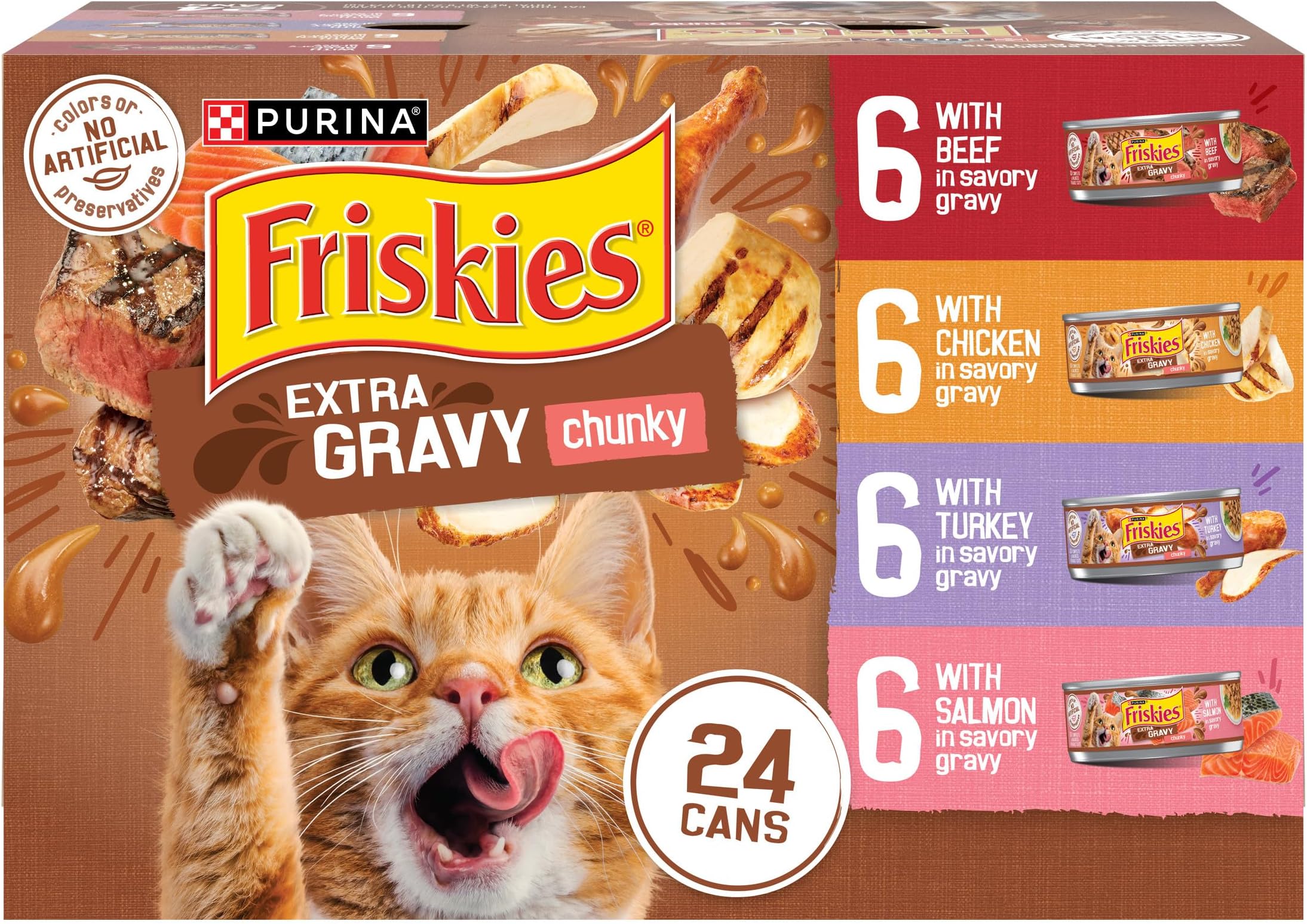 (1630ml) - Purina Gravy Wet Cat Food Variety Pack; Extra Gravy Chunky - (24) 160ml Cans