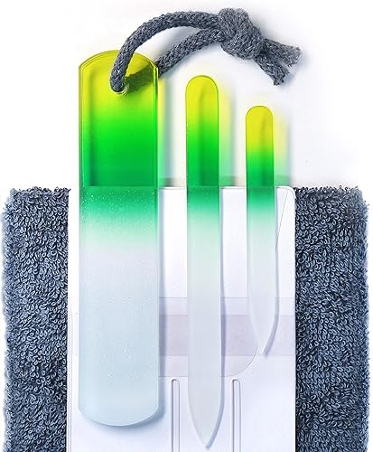 Juego de limas de uñas de cristal checo auténtico  Superficie de grano diferente de dos caras, removedor de callos de pies, manicura y pedicura,