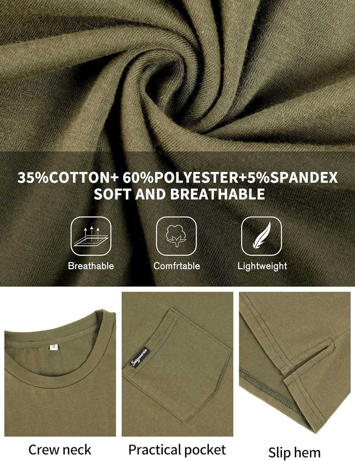 YawYews Mens Athletic Oversized Tshirts Lightweight Moisture Wicking Quick Dry Workout Tee with Pocket - Image 5