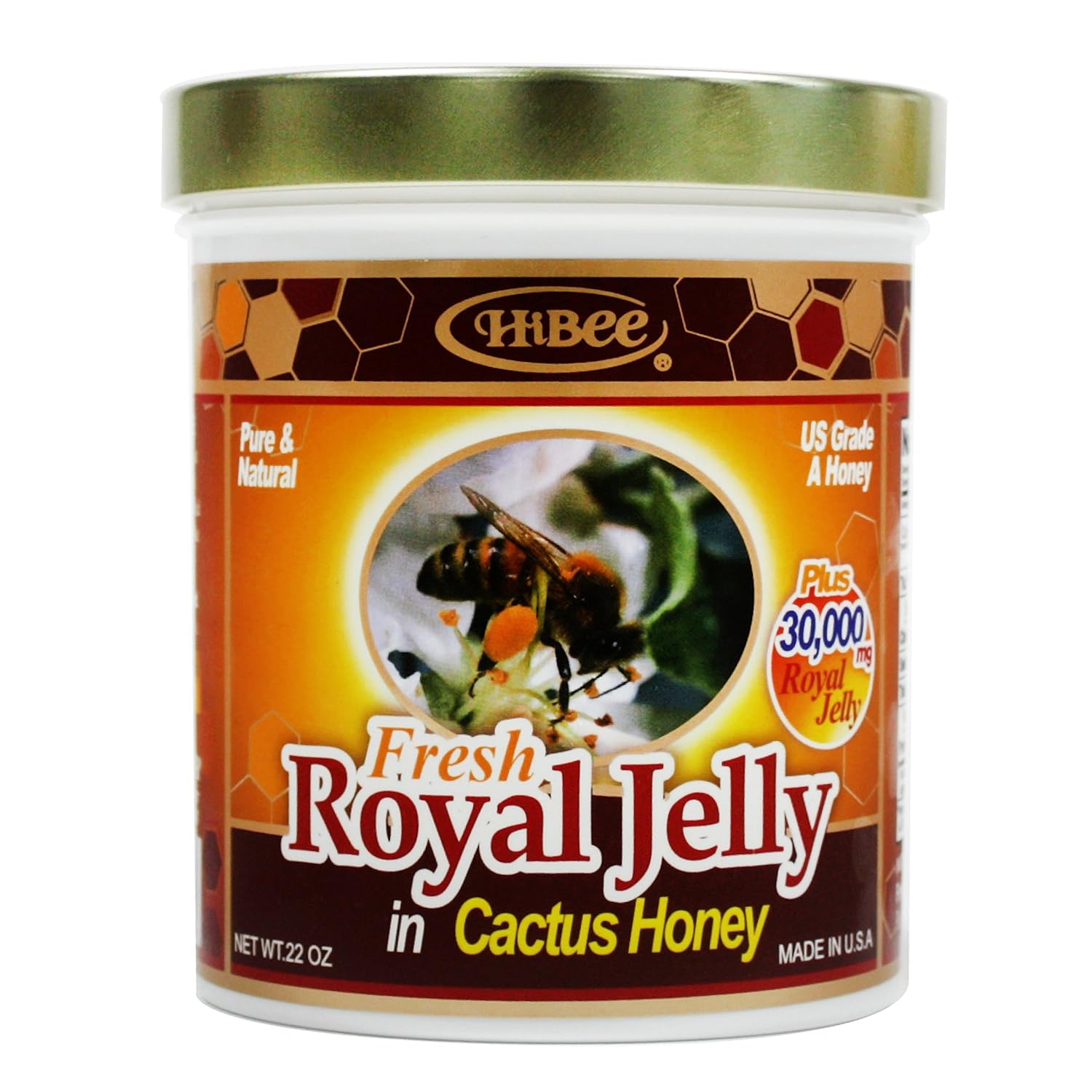 HIBEE Fresh Royal Jelly in Cactus Honey with 30,000mg Royal Jelly_22oz