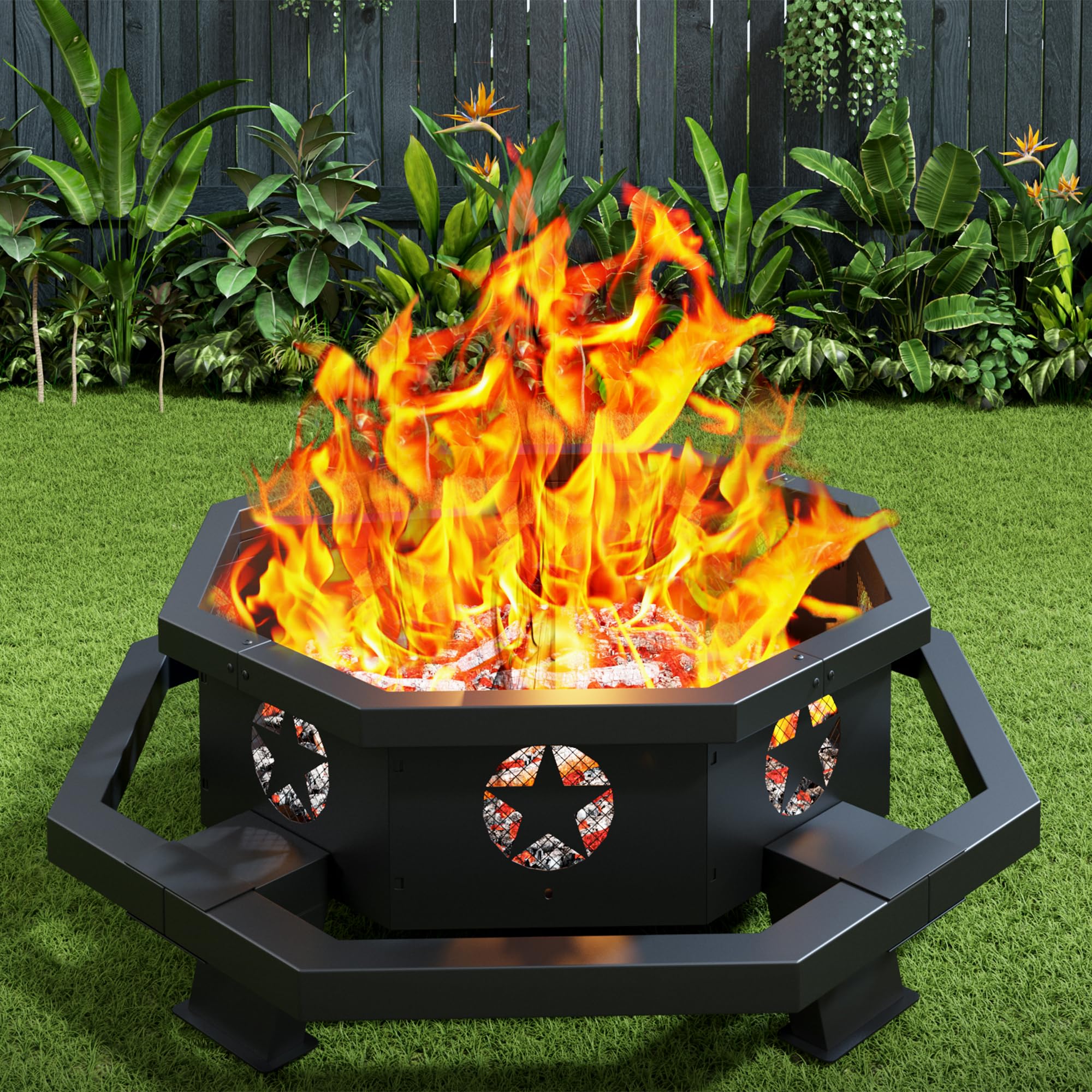 Amazon.com : ZIENLIFE 45 Inch Fire Pit for Outside Wood Burning