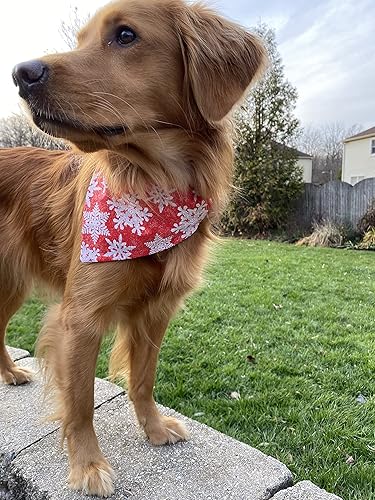 Miniatura 2 de Christmas Dog Bandana,Snowflakes, over the collar slip on bandana, washable dog bibs, neckerchief, scarf for cat, dog scarf holiday bandana winter,