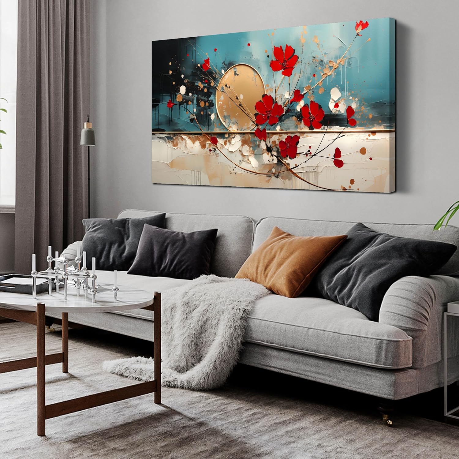 Large Canvas Wall Art for Living Room Bedroom Home Office White and Blue Floral Wall Art Botanical Picture Modern Framed Artwork Flower Canvas Prints 20x40 In
