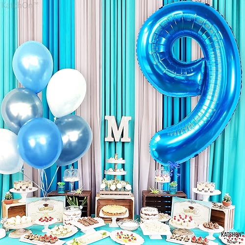 Miniatura 7 de KatchOn, Globo azul del número 9 de 50 pulgadas  Globos azules del número 9 para cumpleaños  Globos de 9 cumpleaños para decoraciones de cumpleaños