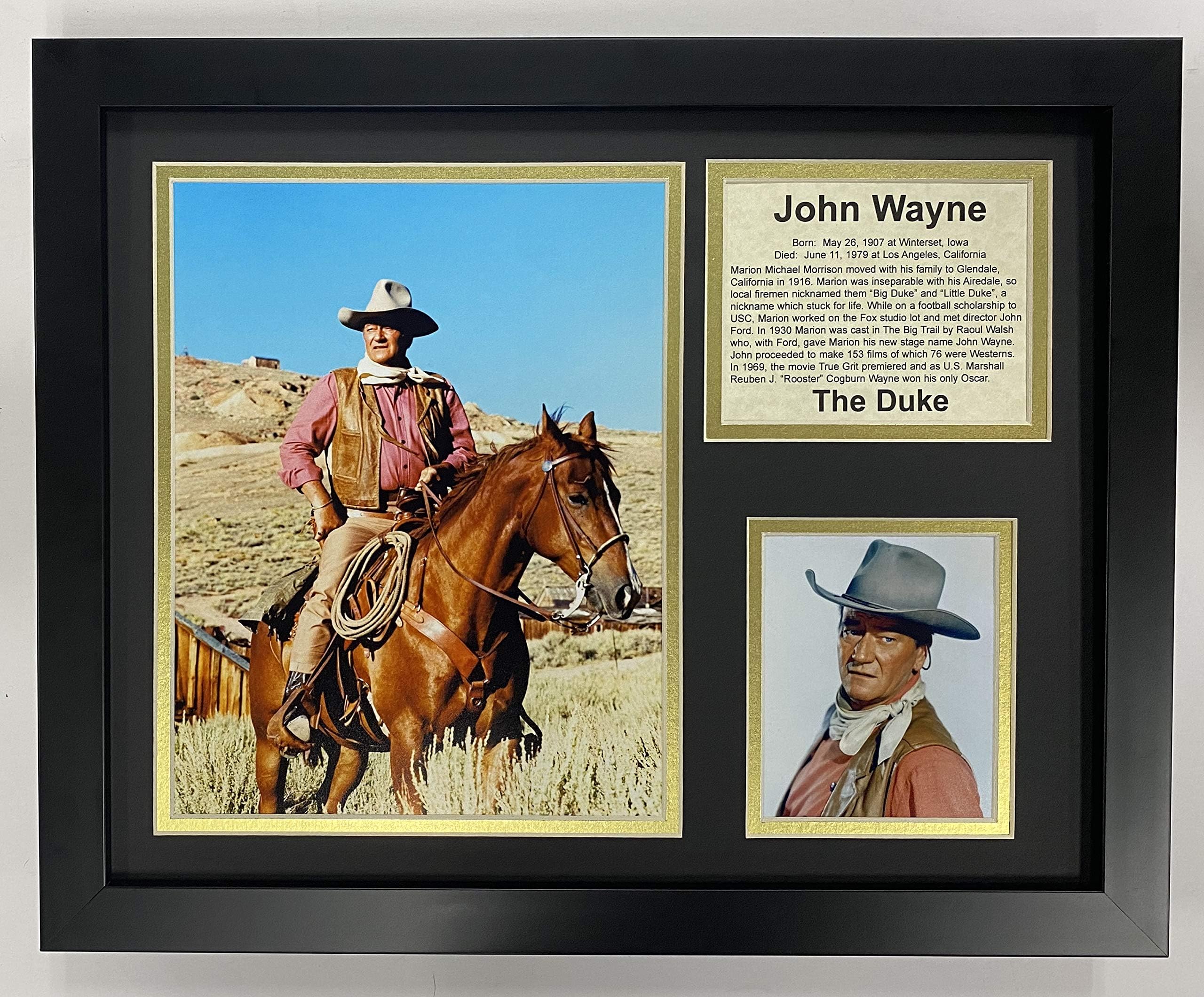Amazon Com Legends Never Die John Wayne On His Horse Western Legend Collectible Framed Photo Collage Wall Art Decor 12 X15 Decorative Plaques Posters Prints