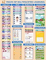 Vista 2 de Preschool Learning Activities Educational Workbook, 62 Reusable Pages Pre Kindergarten Workbooks, Number Letter Tracing Books for Kids, Autism