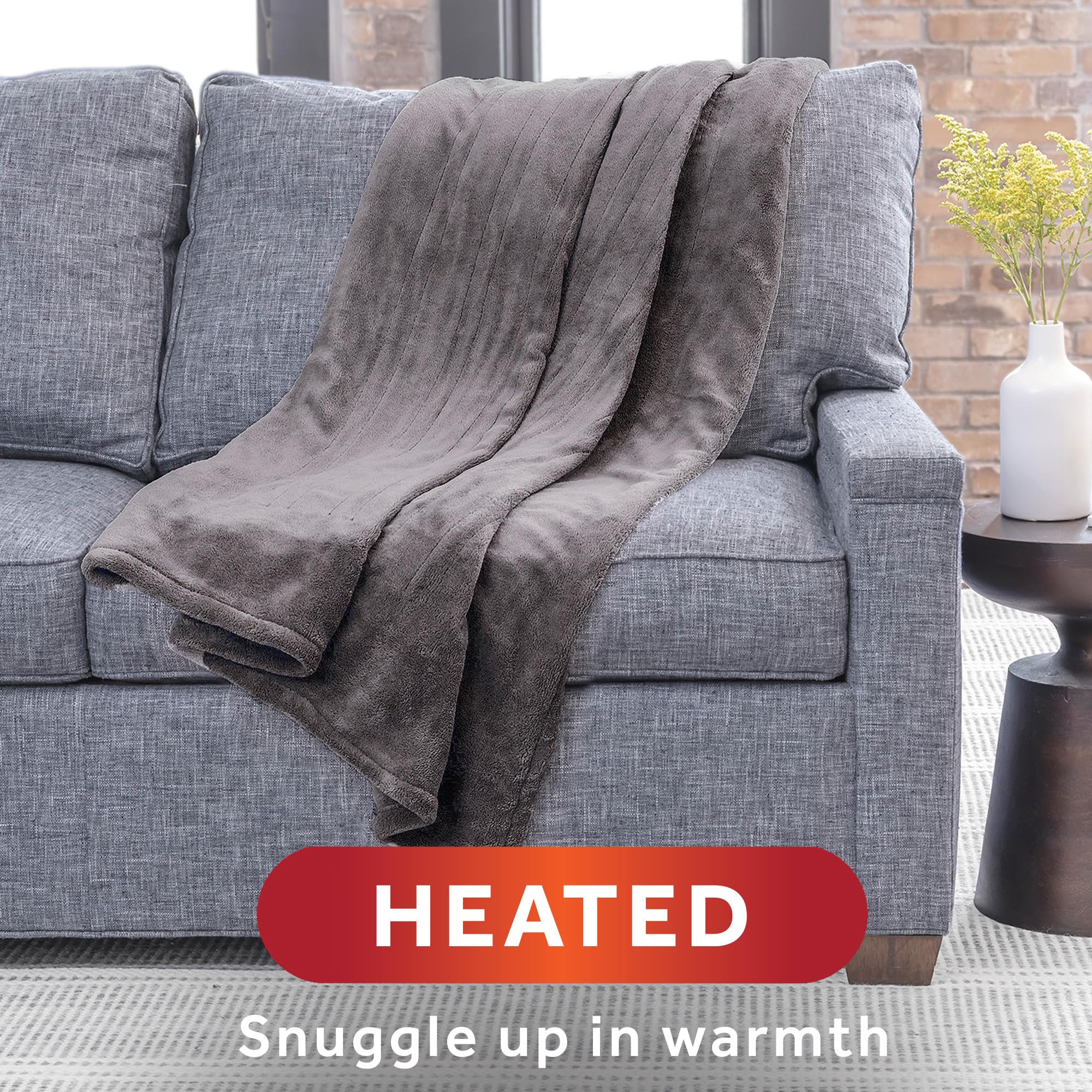 Amazon.com: Sunbeam Royal Luxe Dove Grey Heated Personal Throw / Blanket,  Cozy-Warm, Adjustable Heat Settings : Home u0026 Kitchen
