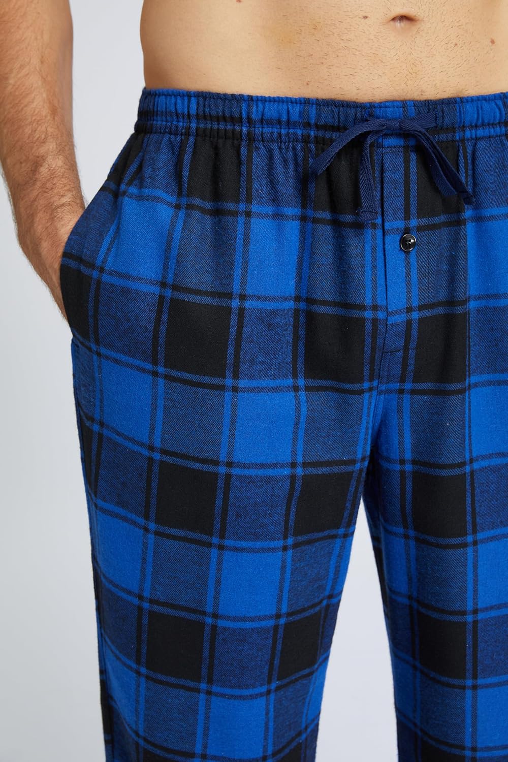 Mens Pajama Pants Flannel Cotton Plaid Sleep & Lounge Pants, PJ Bottoms with Pockets and Button Fly - Image 5