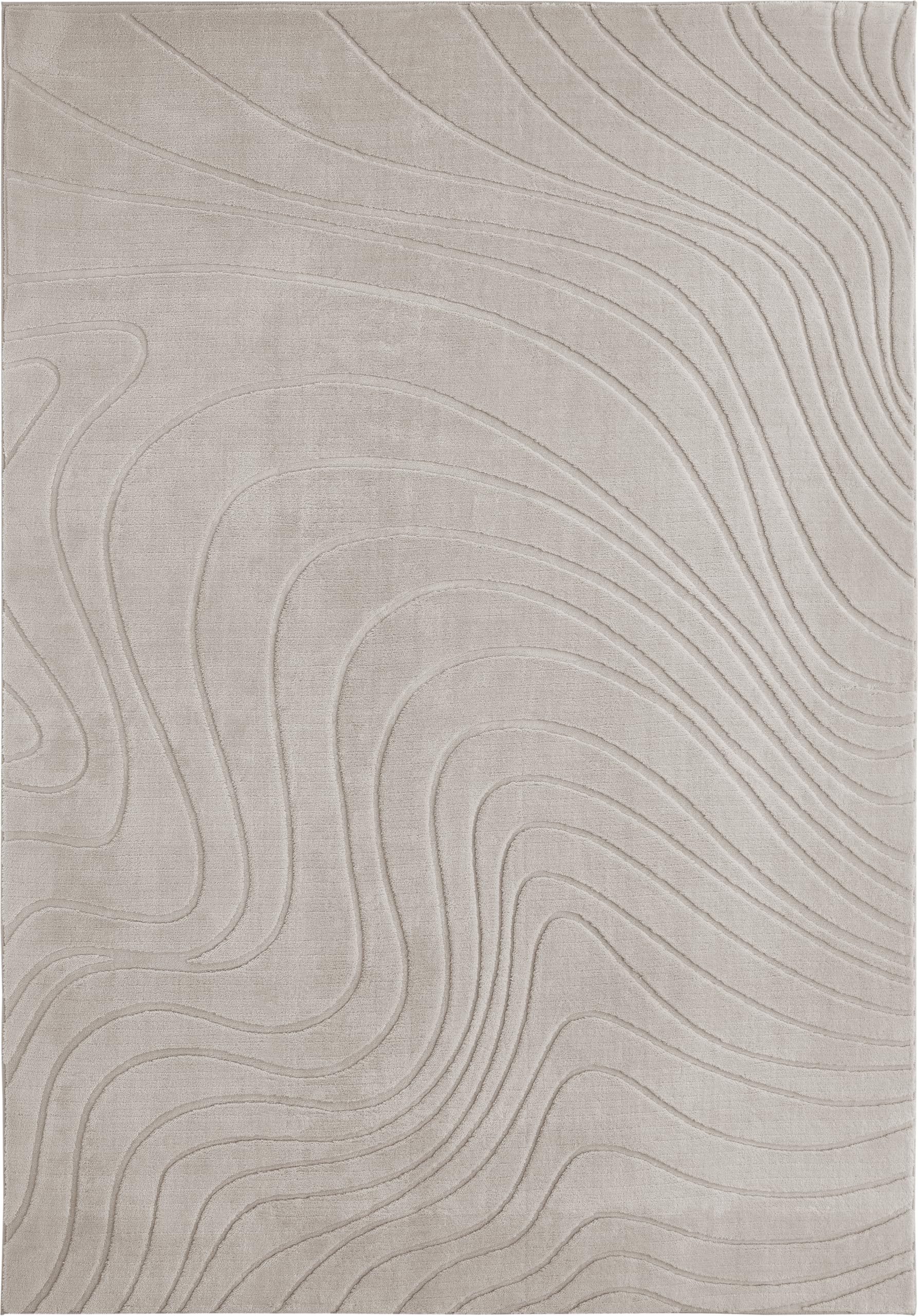 andiamo Teppich Dale - Kurzflorteppich mit Hoch-Tief-Effekt für das Wohnzimmer Schlafzimmer - Webteppich mit hoher Flordichte - angenehm weich - 160 x 230 cm in Greige
