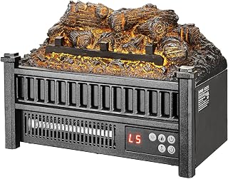 VEVOR 16 Inch Electric Fireplace Log Heater, Fireplace Insert with Remote Control, 5 Flame Brightness Levels, Thermostat, 24H Timer, Overheat Protection, for Home and Office Decor, Black