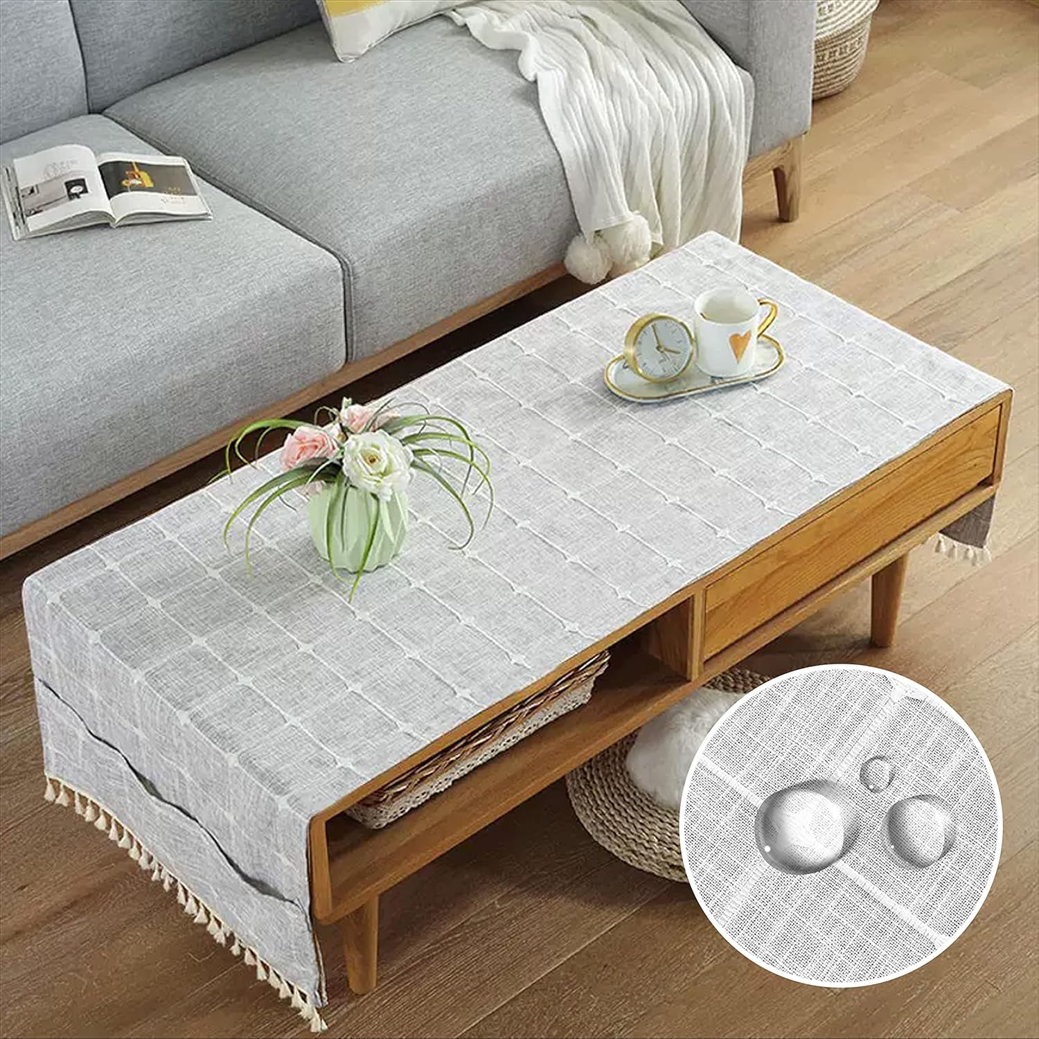 Amazon.com: qiden Coffee Table Cloth, Coffee Table Cover with Pockets ...