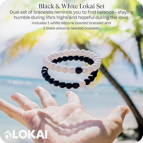 Miniatura 2 de Lokai Silicone Beaded Bracelets for Men & Women - Black & White Matching Bracelets, Couples Friendship Bracelets - Jewelry Fashion Bracelet