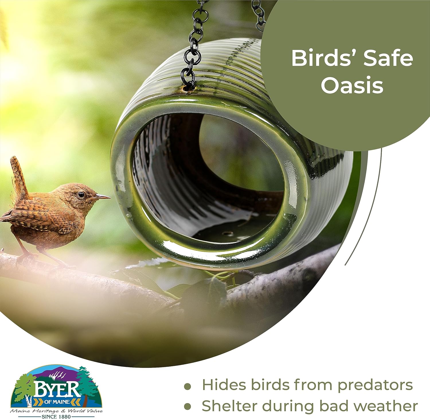 Byer of Maine, Mango Stone Fly-Through Bird Feeder, Ceramic Hanging Birdfeeder, 2lbs