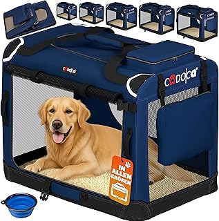 CADOCA® Dog Crate Foldable Transport Box XXXL 101 x 70 x 70 cm Robust Breathable Transport Bag Car Rear Seat Pet Transport Box Dog Carrier Navy Blue product image