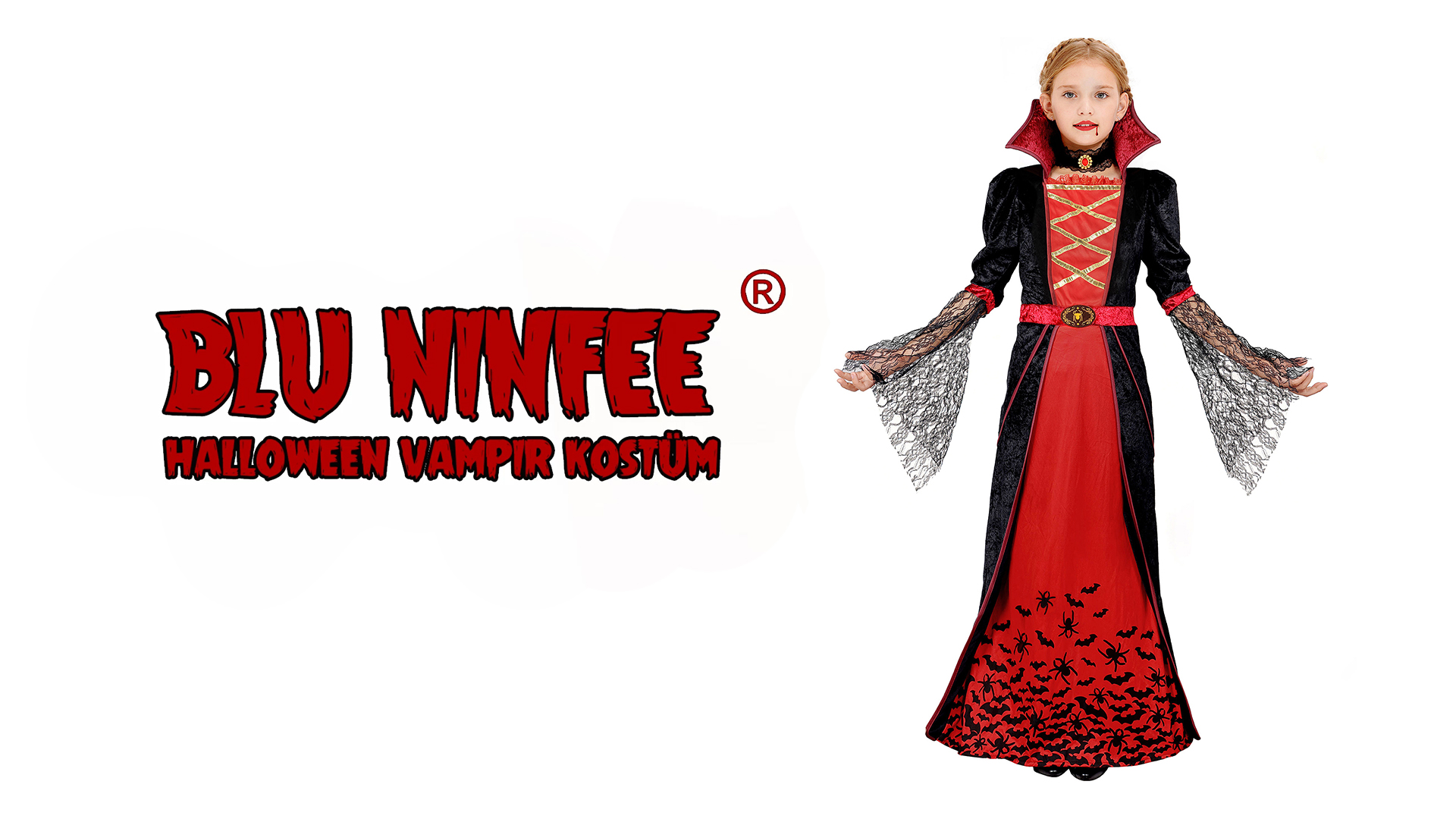 Vampir Kostüm Kinder 90cm - Komplett Set Mit Umhang & Zubehör