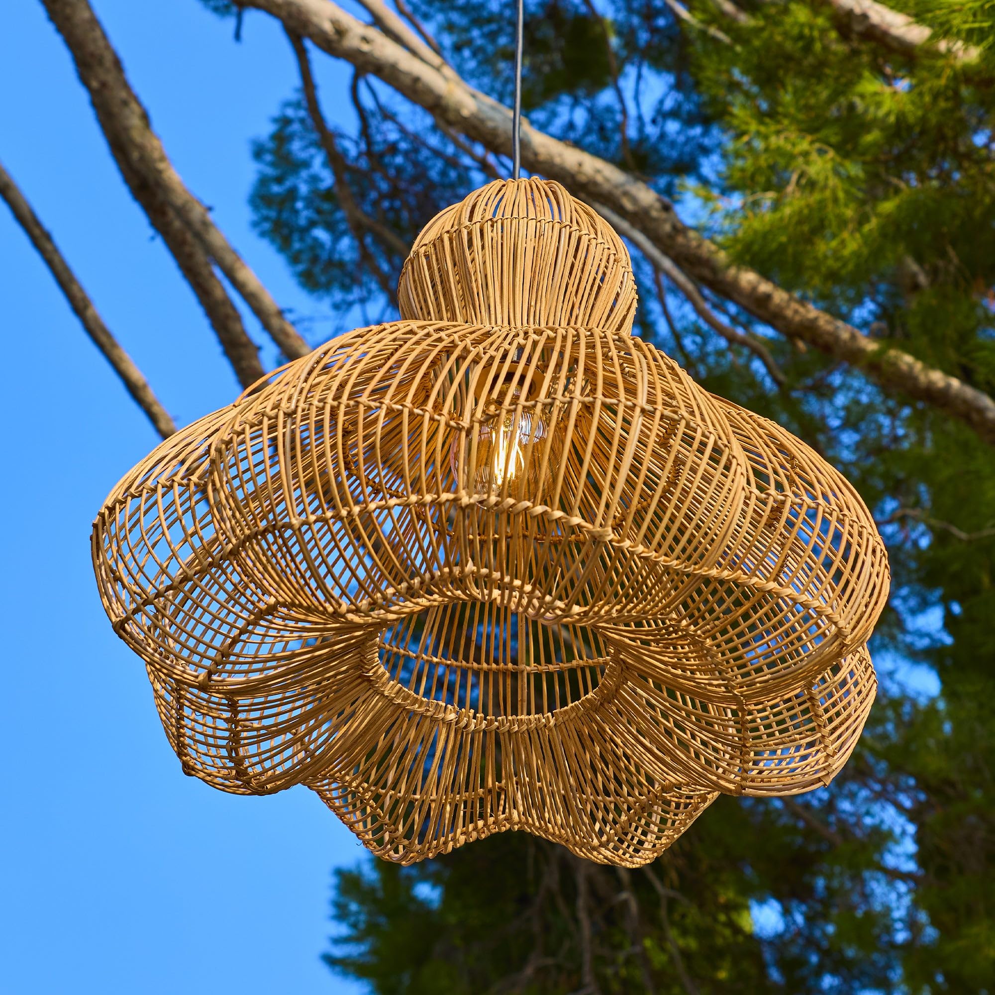 Lumisky RONDA OUTDOOR CABLE Suspension extérieure rotin naturel 5m