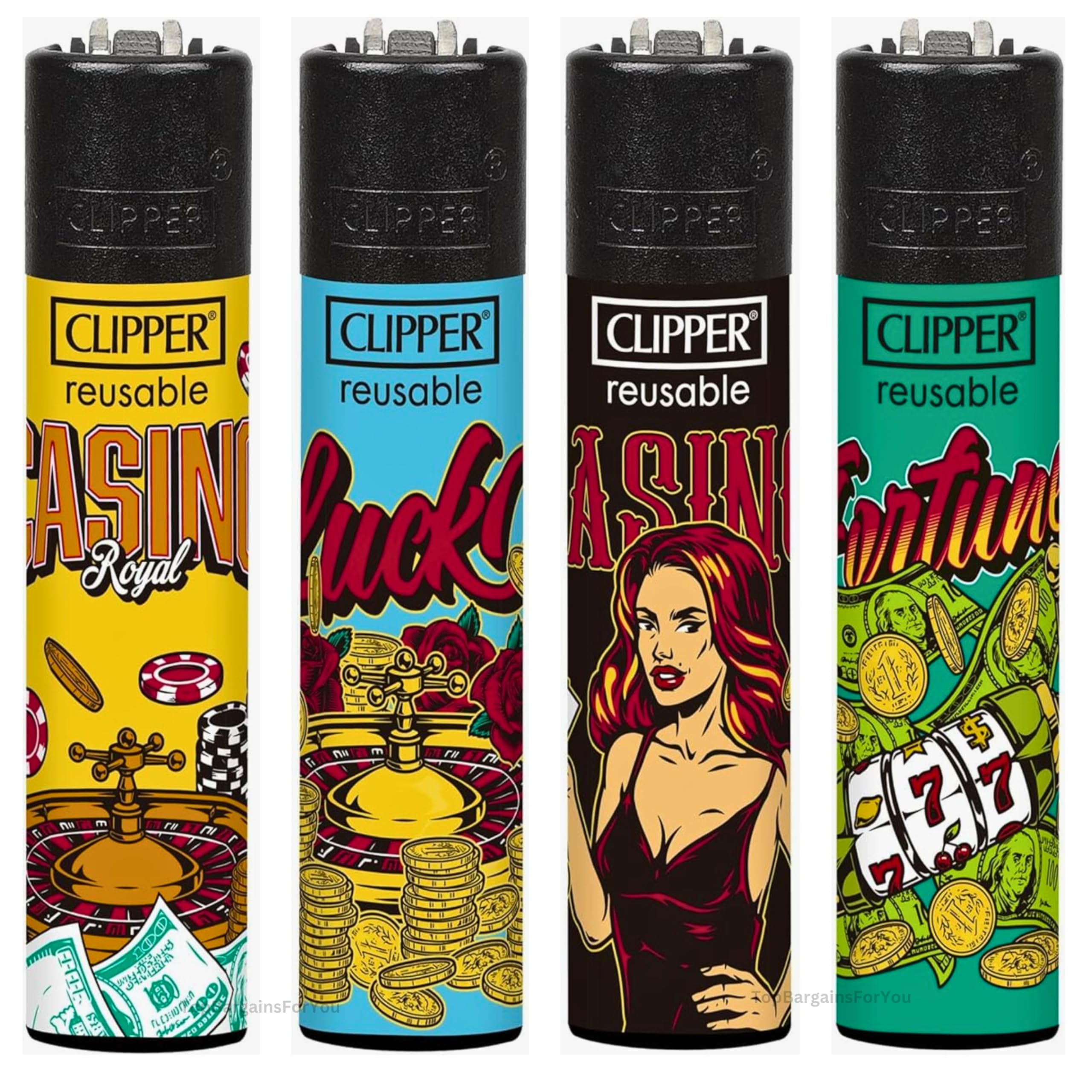 4 x Clipper Lighter Set Gas Refillable Windproof Lighters Standarad Size Replaceable Flint Rare Limited Edition (Planet Flowers 1) — view 19