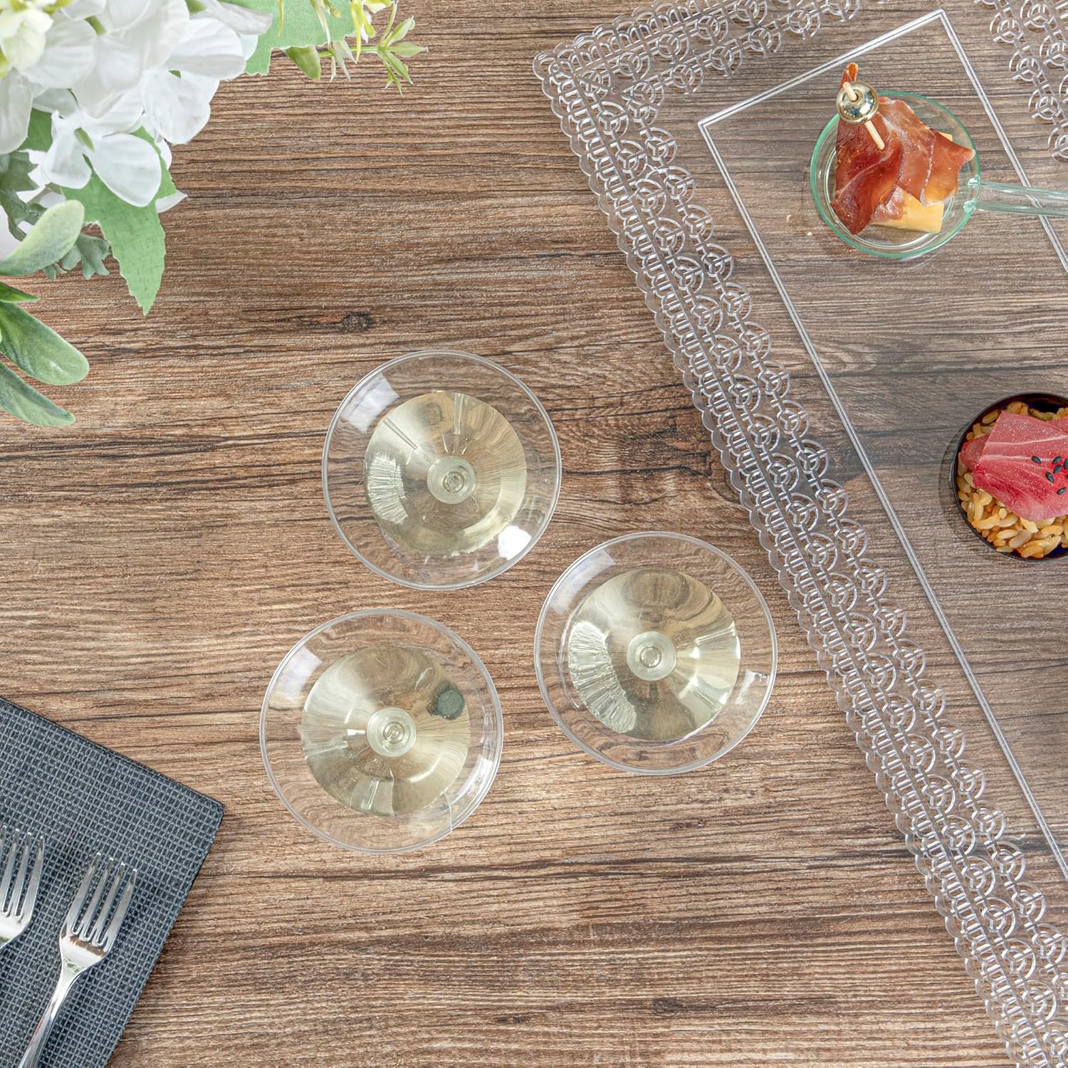 2 Ounce Mini Martini Glasses, 100 Disposable Plastic Martini Glasses - Recyclable, Crack Resistant, Clear Plastic Small Martini Glasses, For Parties or Weddings, - Restaurantware