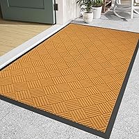 Futurwit 5'x4' Large Heavy Duty Door Mat - Non-Slip Rubber Backing, All-Season Indoor Outdoor Entrance Mat, Light Brown