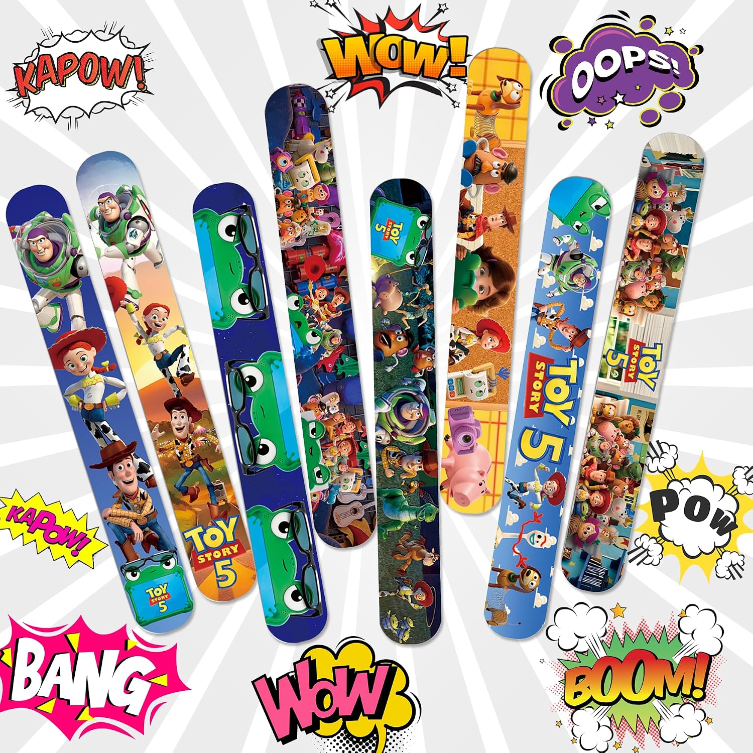 WIEEZN for Toy Movie Story 5 Slap Bracelets, Cute Cartoon Wristbands for Party Favors, Classroom Prizes, Birthday Exchanging Gifts (24Pcs)