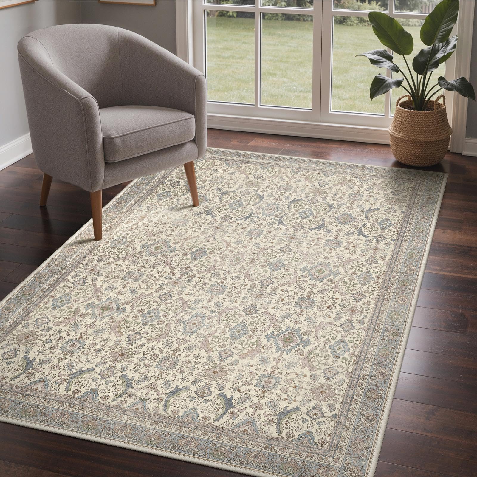 GENIMO Rug 120x170cm Oat Taupe Washable Non-Slip Hallway Carpet Vintage Mat — image 1