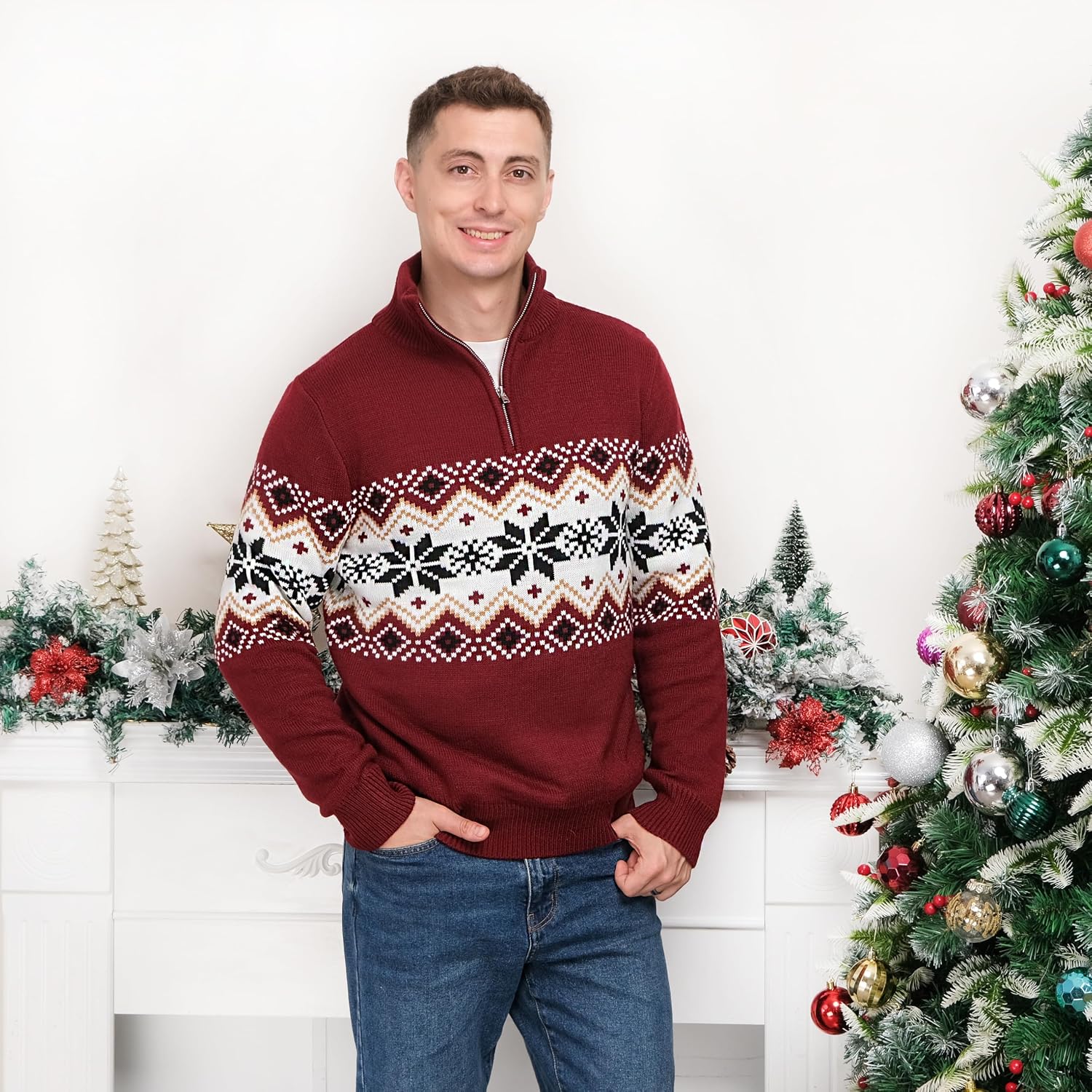 LUBOT Ugly Christmas Sweaters for Women Men Cute Funny Tacky Holiday Parties Knitted Xmas Sweater