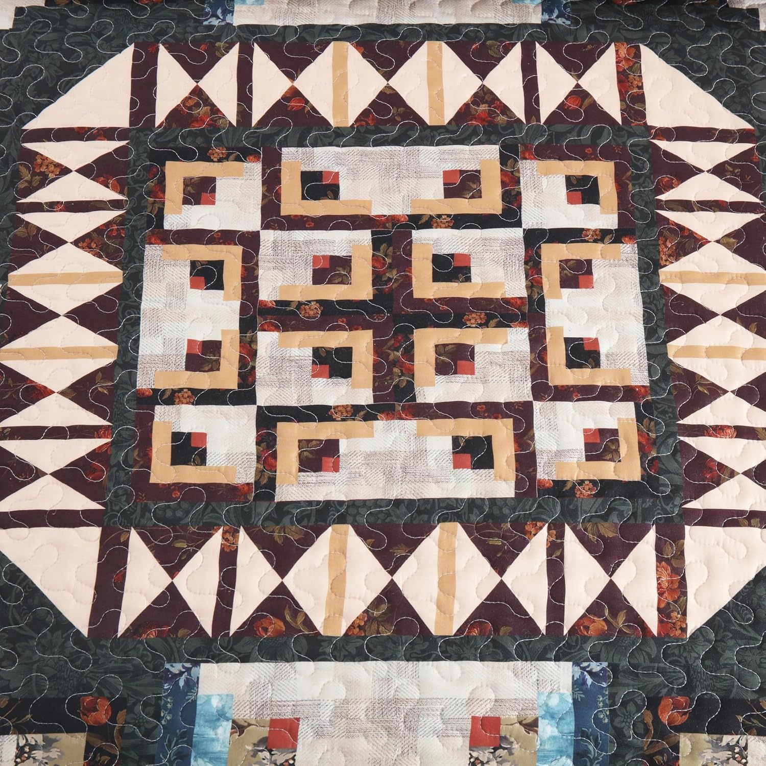 MarCielo 3 Pcs Southwestern Lightweight Quilt Bedspread Set Maze B198
