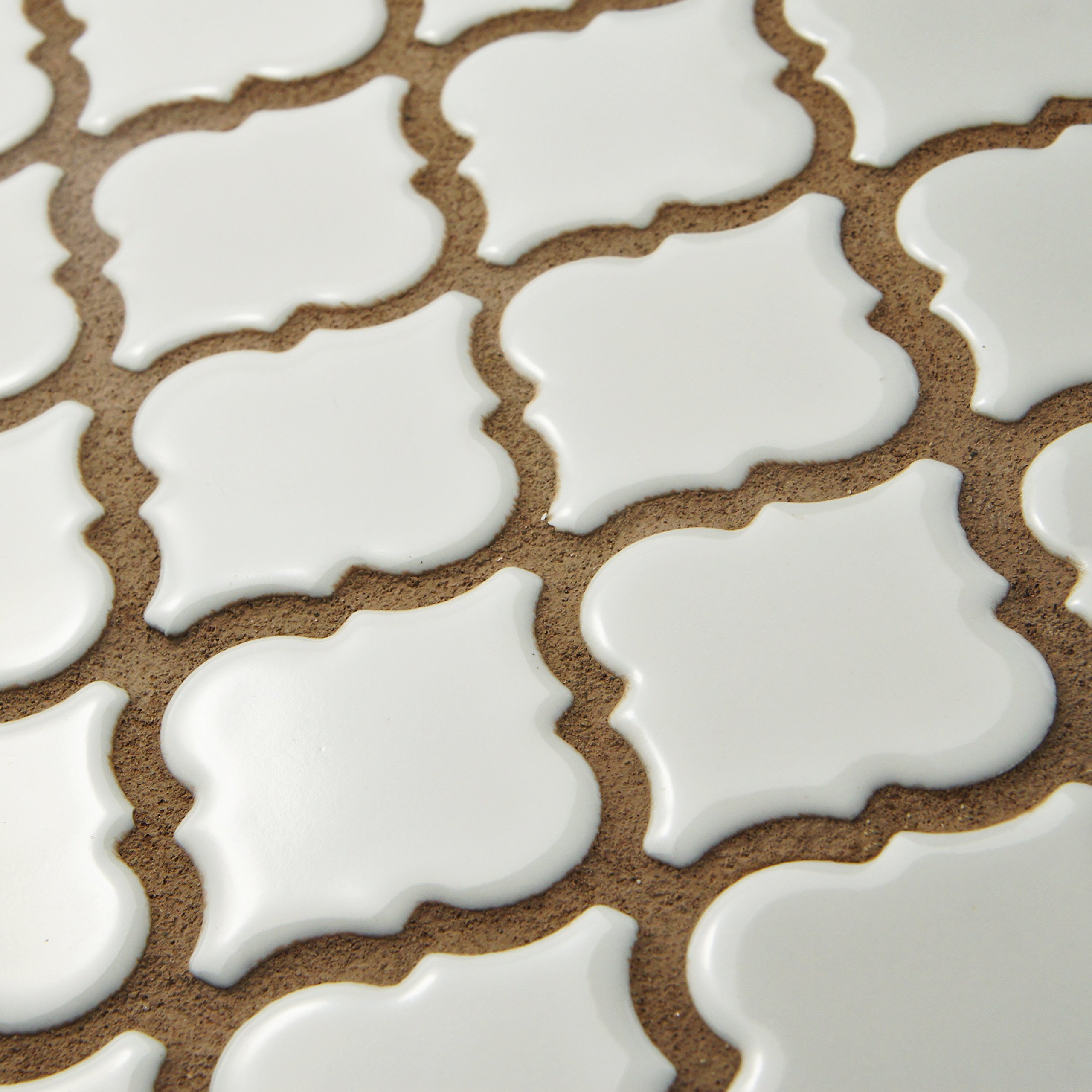 Merola Tile Hudson Tangier - Azulejo de porcelana blanca brillante de 12-3/8 x 12-3/8 pulgadas