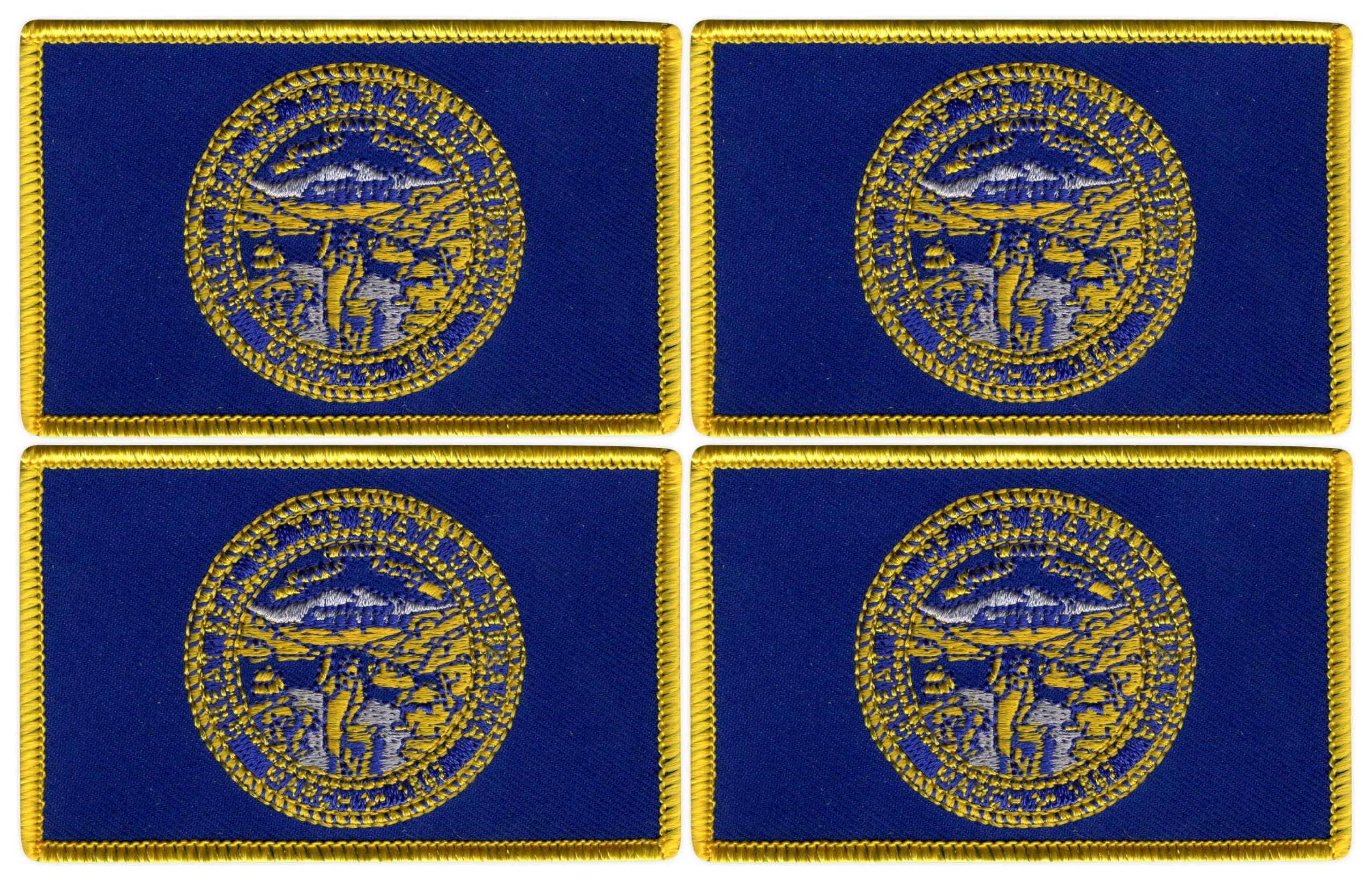 Écussons brodés drapeau du Nebraska noir lot de 4 patchs tactiques scratch durable