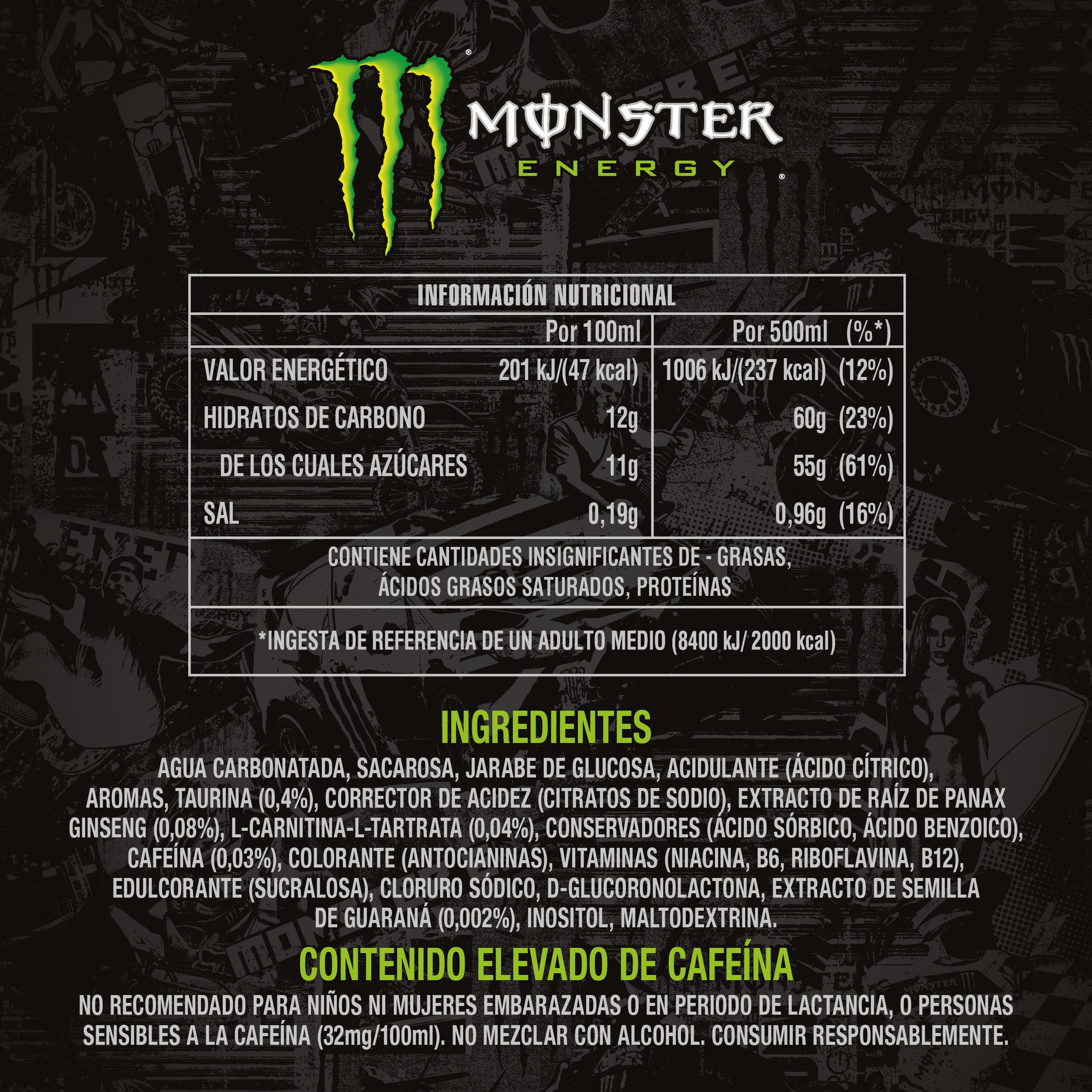 Monster Energy Original Bebida Energética Pack 4 Latas 500 ml