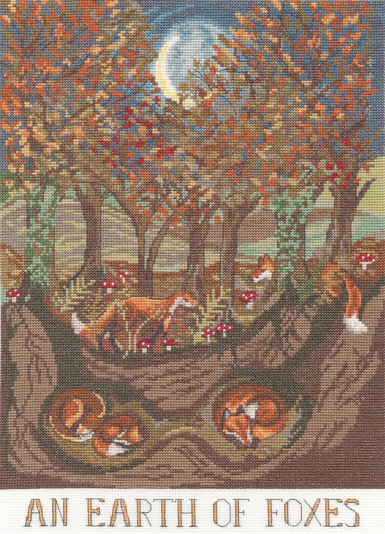 Bothy Threads Counted Cross Stitch Kit - an Earth of Foxes