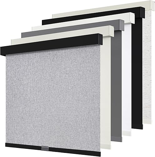 Miniatura 12 de Persianas enrollables opacas sin cordón para ventanas de parada libre, oscurecimiento de la habitación con cenefa, persianas de tela tejida con