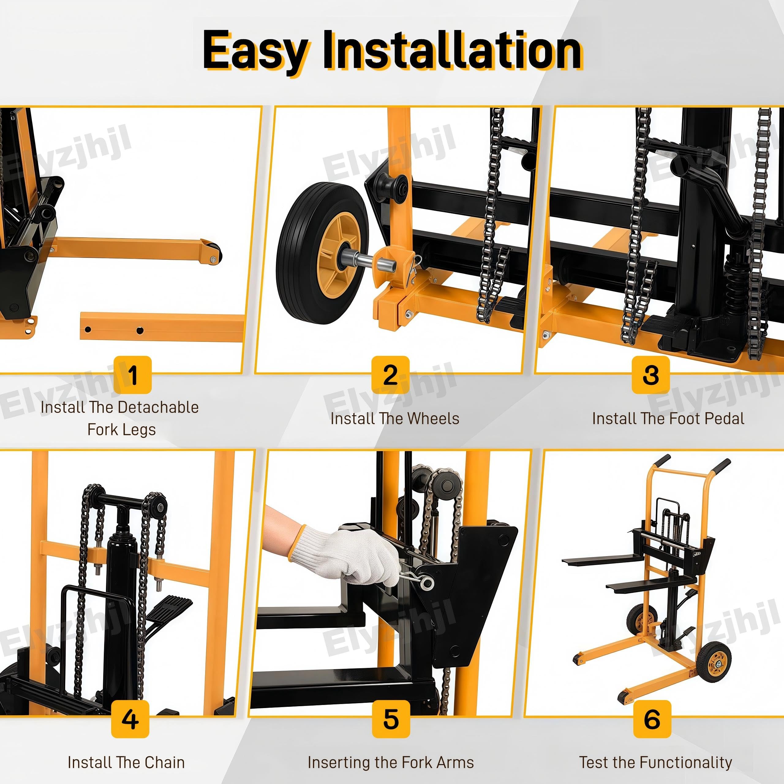 Transpallet Manuale Elevatore Muletto Compatto Sollevatore Idraulico | Capacità 200 kg Altezza Di Sollevamento 90 cm Per Magazzini Stretti Forche Regolabili Carrello Elevatore Idraulico Materiali