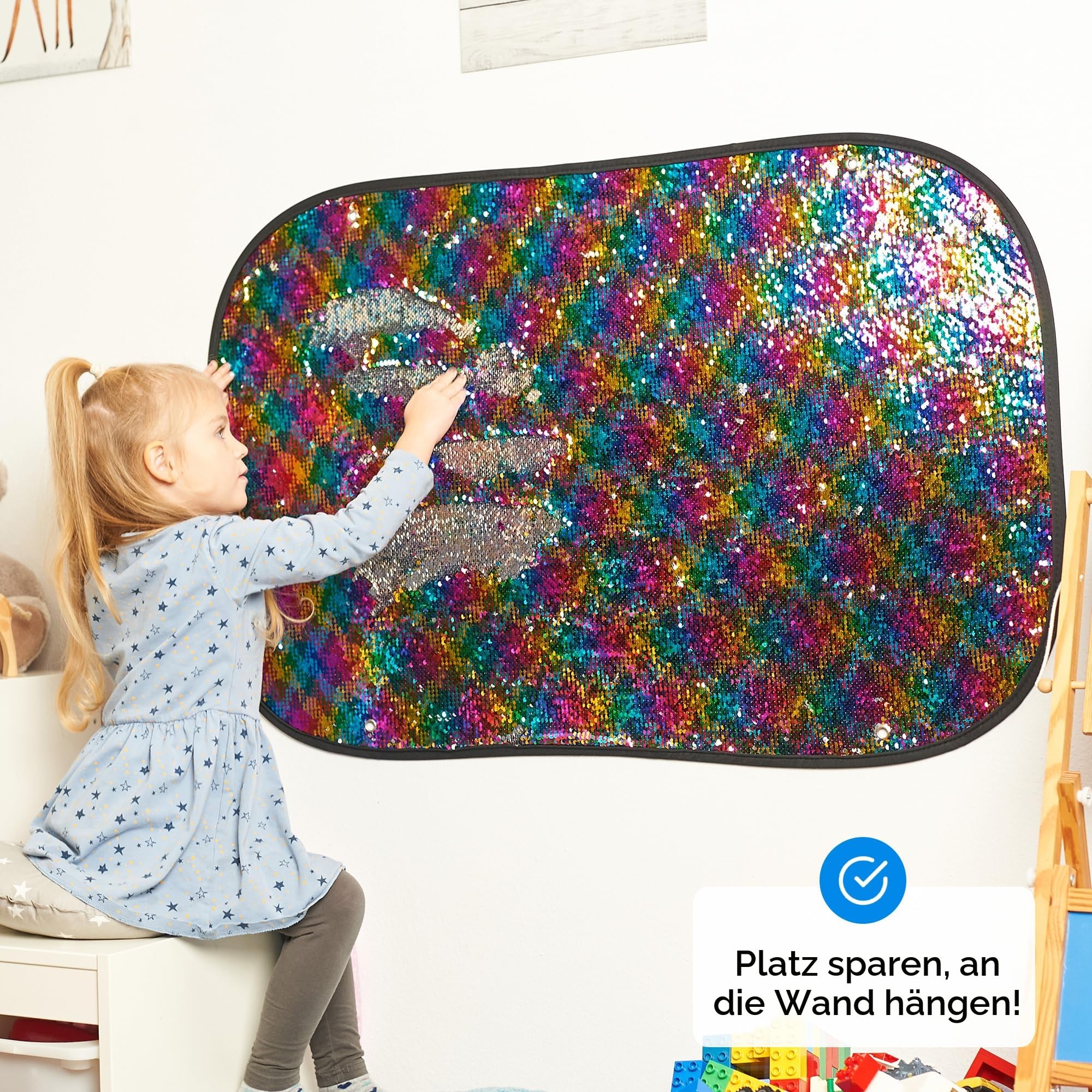 Autismus und Anti Stress Sensorik Spielzeug für Kinder mit Autismus und ADHS – das Sequin Fabric Sensory Board mit umklappbaren Pailletten für Autisten | Sensory Wall Matte aus Pailettenstoff