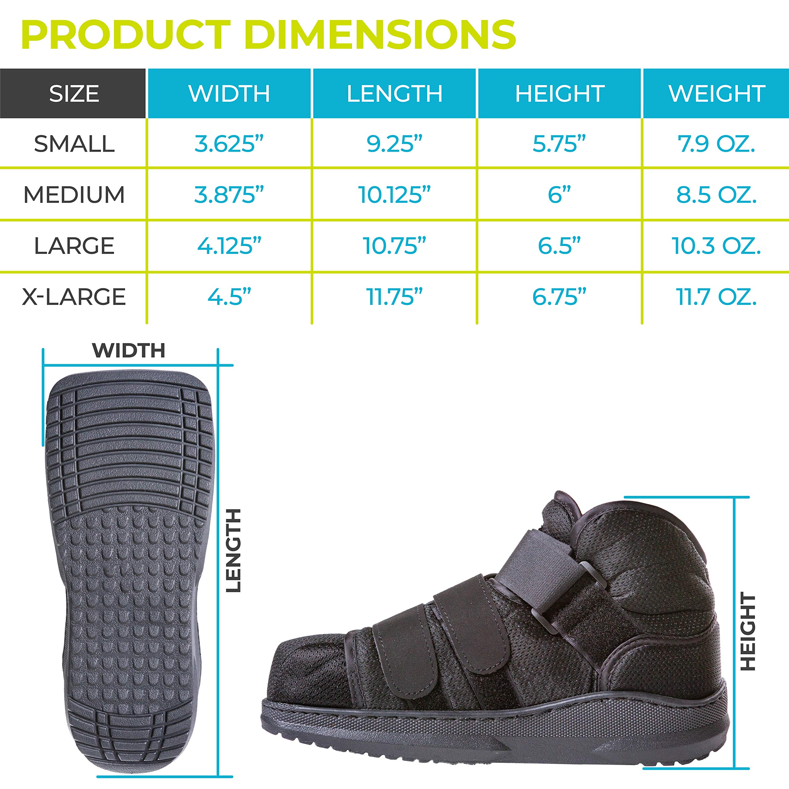 BraceAbility Closed Toe Medical Walking Shoe Lightweight Surgical Foot Protection Cast Boot With