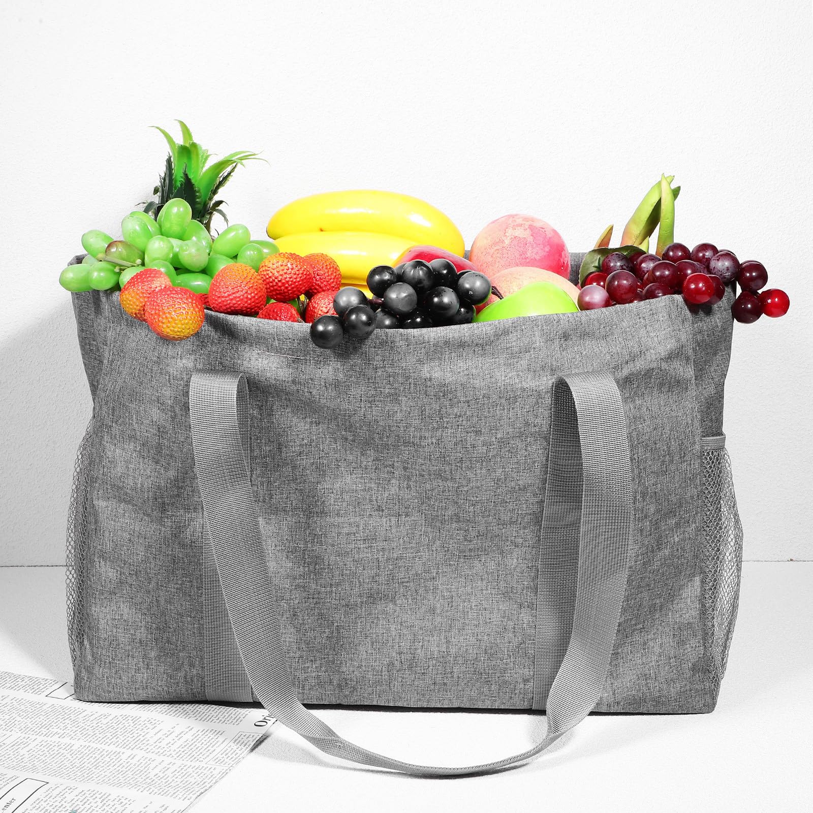 SEWACC Bolsa de Compras Plegable Diseño Portátil de Algodón con Capacidad 35l y Asas Reforzadas Adecuado para Playa y Baño