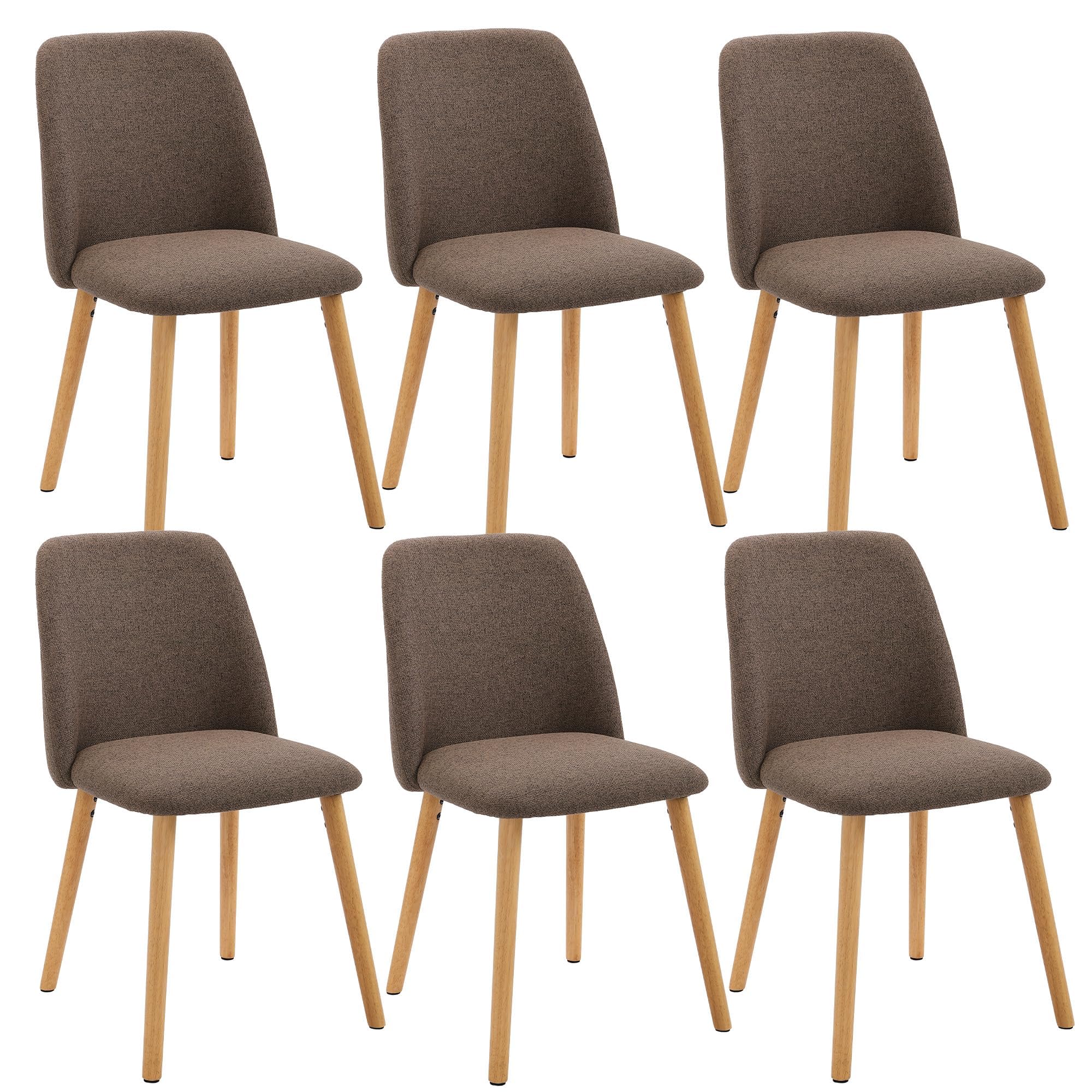Chaises dappoint Blanches crème en Chenille, Ensemble de 4, chaises rembourrées avec Pieds en Bois Massif
