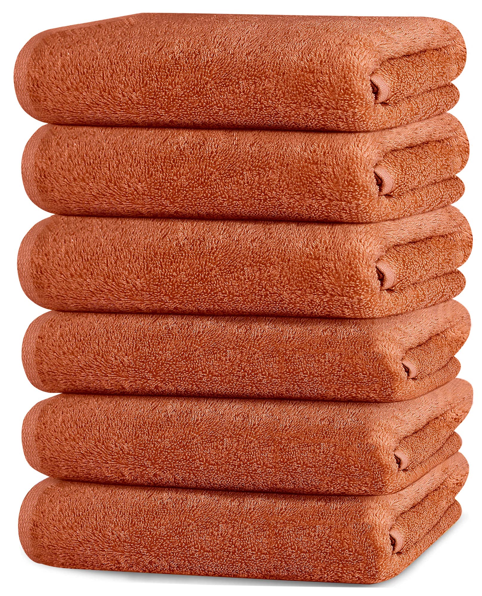 QCS Towels - Cotton Washcloths - 30 x 46 cm - 100% Ring Spun Cotton - Hair Drying Flannel Face Cloths, Highly Absorbent and Soft Feel Premium Quality Fingertip Towels (Copper, 12)