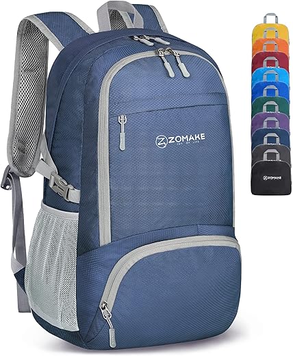 ZOMAKE Lightweight Packable Backpack 30L, Foldable Hiking Backpacks Water Resistant Compact Folding Daypack for Travel(Navy Blue)
